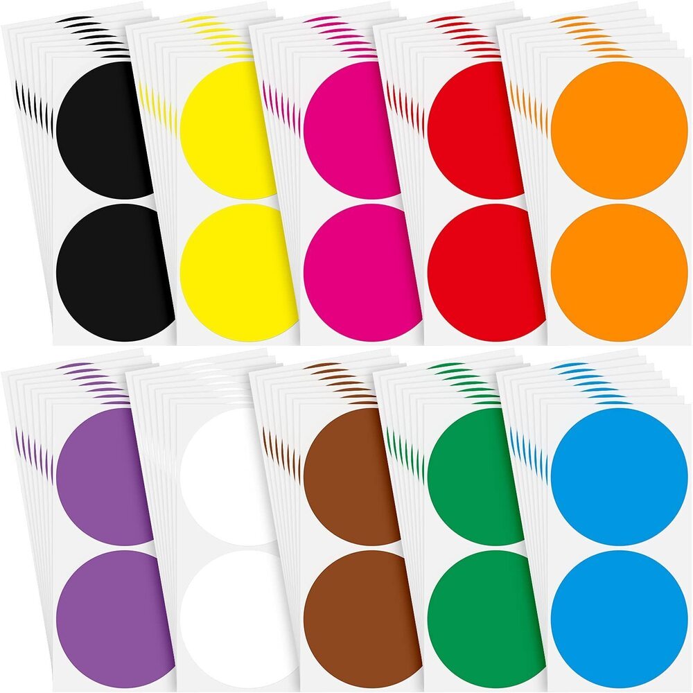 3465 300 3 Inch Color Coding Sticker 10 Assorted Colors Circle Labels Dot